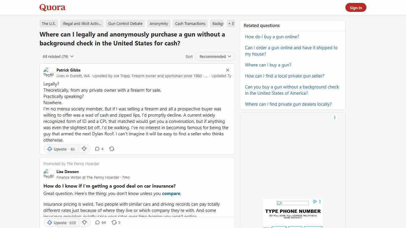 Where can I legally and anonymously purchase a gun without a background check in the United States for cash? - Quora
